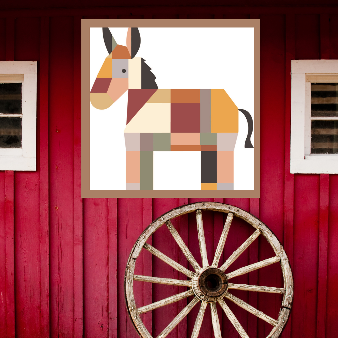 Donkey Quilt Block Barn Quilt - Digital Download, Rustic Farmhouse Decor, DIY Wall Art Pattern, Instant PDF for Barn Quilting Project,