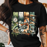 Vintage Motorcycle Adventure Graphic Tee, Outdoor Camping Hiking Shirt, Unisex Nature Print T-Shirt