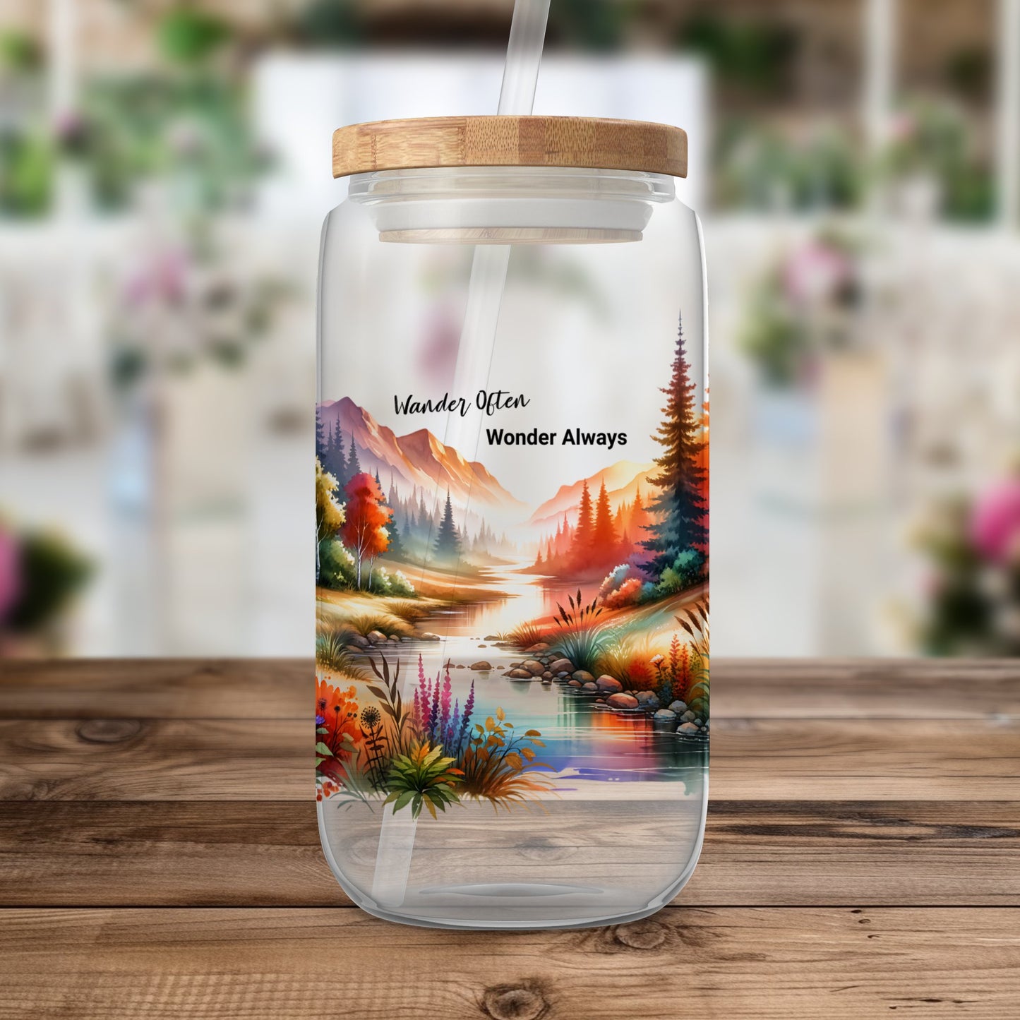 Scenic Mountain Lake Design Water Bottle, Travel Inspired, Vibrant Nature Print, Leakproof, Eco-Friendly, Reusable Drinkware