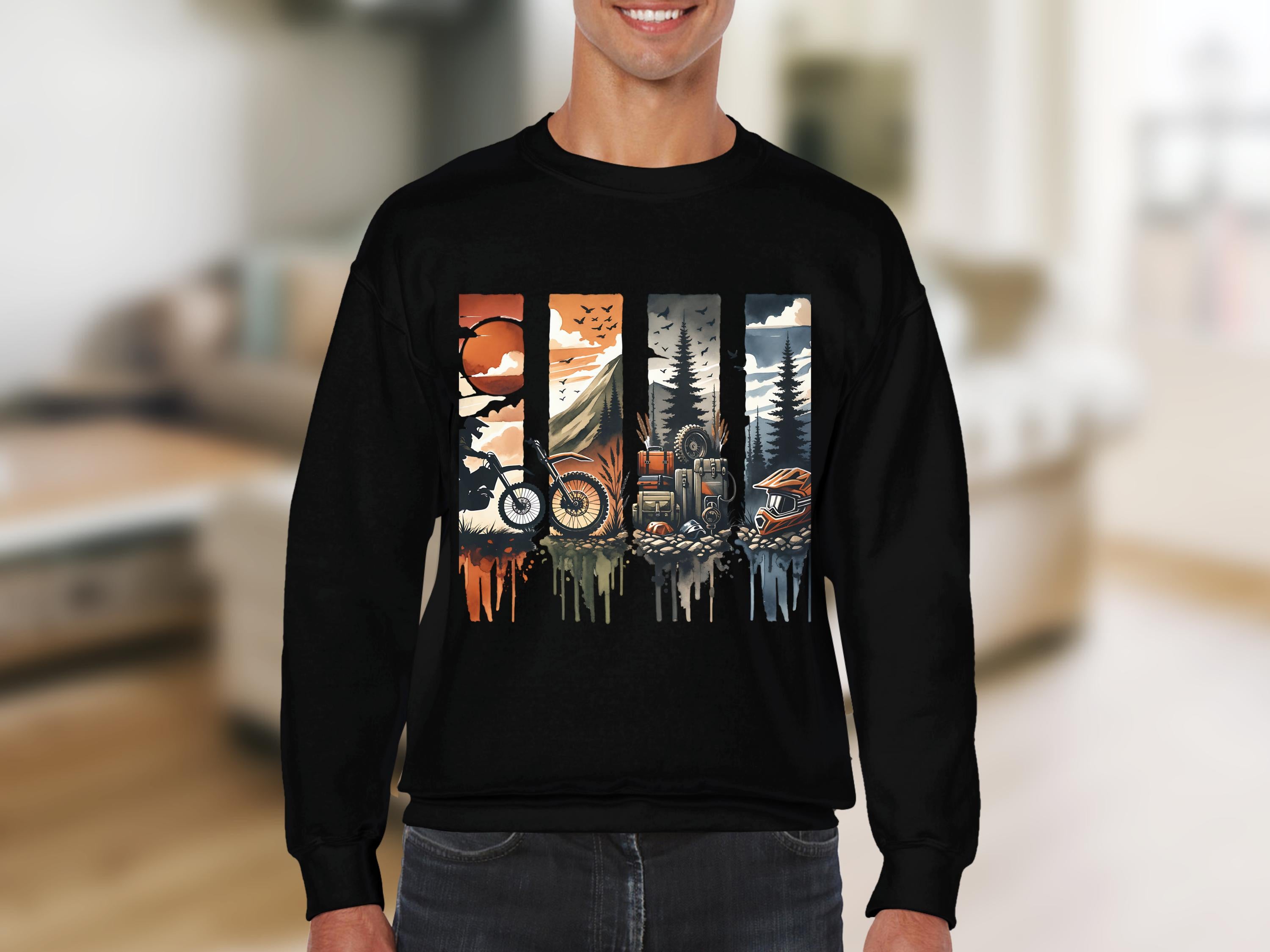 Adventure Graphic Sweatshirt, Outdoor Activities Themed Pullover, Nature Inspired Unisex Top