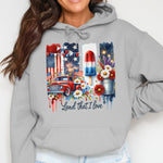 Patriotic Hoodie Sweatshirt 4th of July Fireworks USA Flag Truck Print Women's Casual Pullover