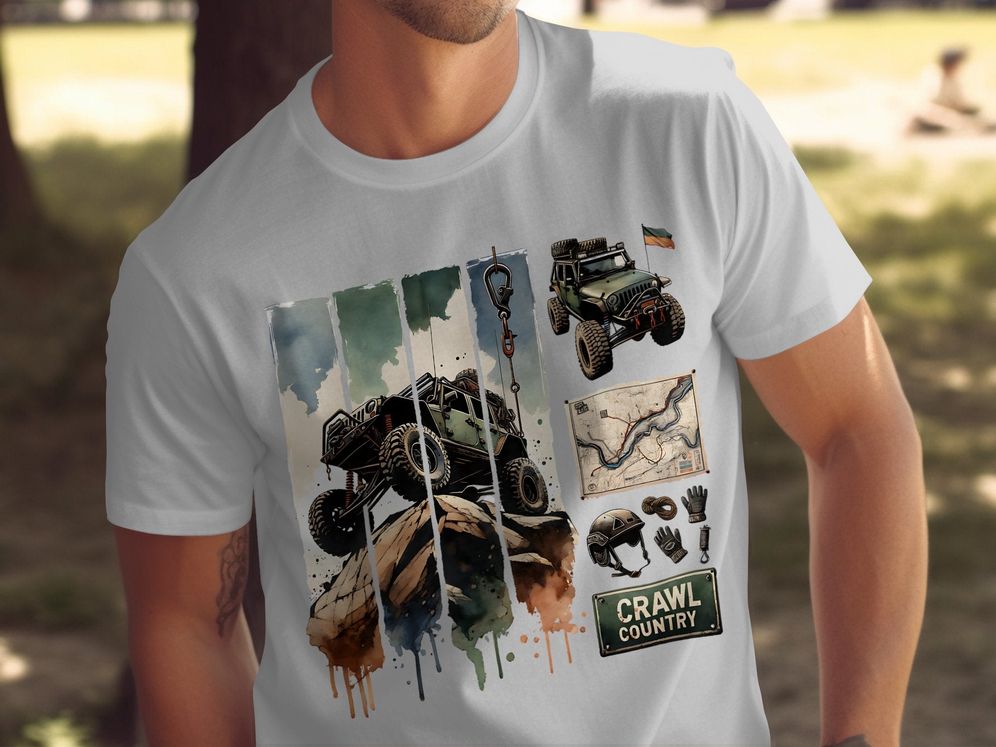 Men's Off-Road Adventure T-Shirt, Vintage 4x4 Truck Print, Outdoor Enthusiast, Crawl Country Tee, Gift for Jeep Lovers