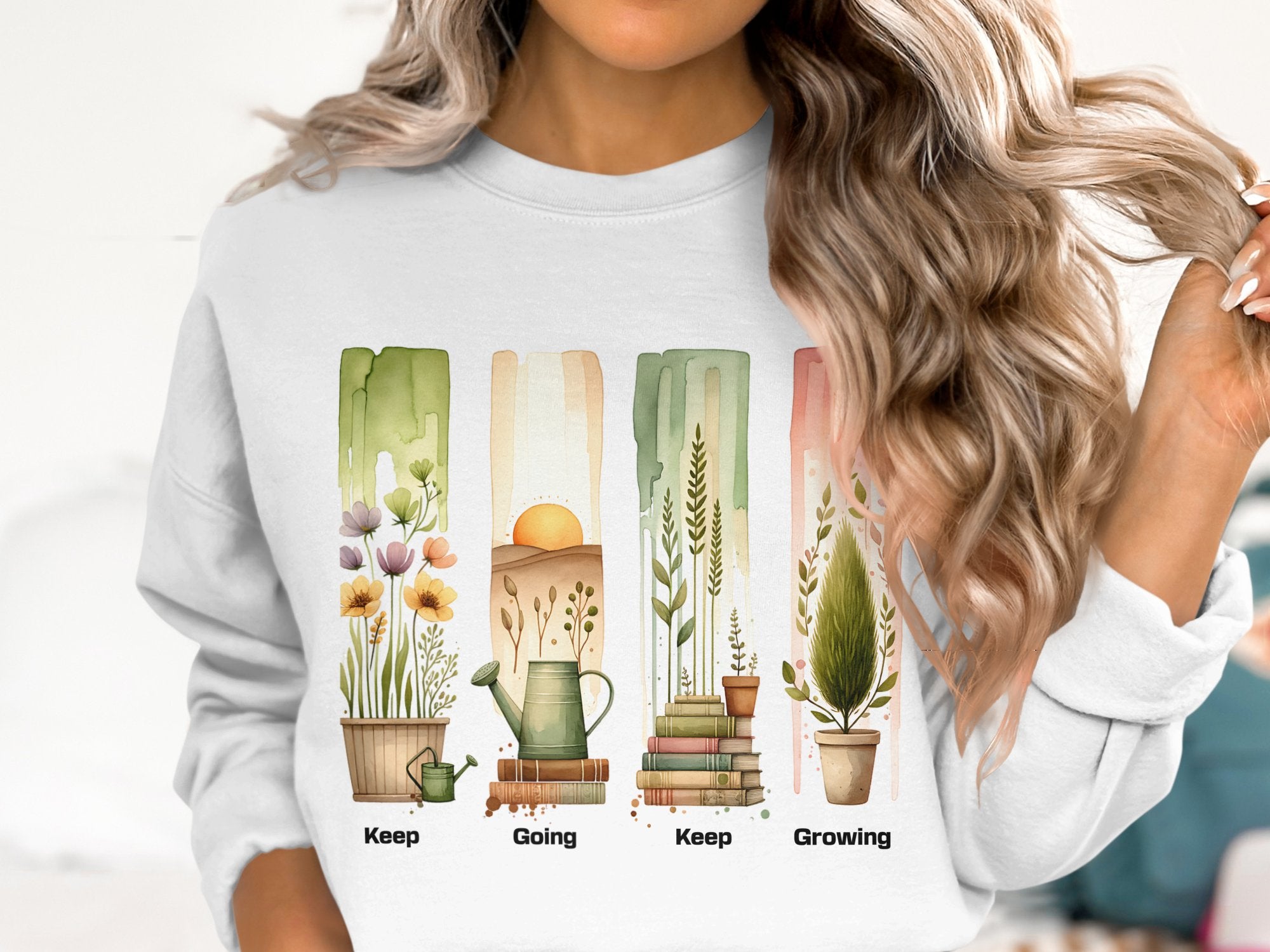 Women's Inspirational Gardening T-Shirt, Keep Going Keep Growing, Floral Graphic Tee, Soft Cotton, Spring Summer Fashion, Gift for Gardeners