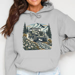 Vintage Off-Road Jeep Hoodie, Mountain Adventure Graphic Sweatshirt, Unisex Outdoor Apparel, Gift for Hikers
