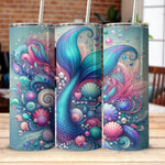 Colorful Mermaid Tail Tumbler, Stainless Steel Insulated Cup, Ocean Theme Travel Mug, Unique Gift Idea