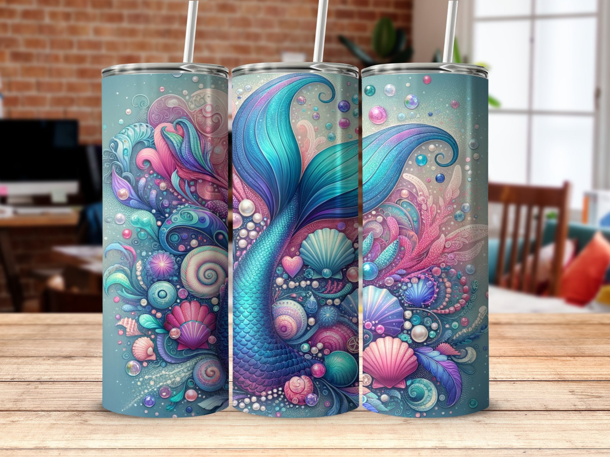 Colorful Mermaid Tail Tumbler, Stainless Steel Insulated Cup, Ocean Theme Travel Mug, Unique Gift Idea