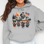 Motocross Dirt Bike Graphic Hoodie, Men's Sports Casual Sweatshirt, Off-Road Motorcycle Design, Adventure Apparel