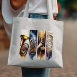 Music Themed Canvas Tote Bag, Jazz Instruments Art Print, Stylish Shoulder Carry Bag, Durable Eco-Friendly Shopping Bag
