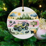 Jeep Adventure Ceramic Christmas Ornament, Off-Road Vehicle Tree Decoration, Personalized Holiday Gift, Outdoor Lover Keepsake