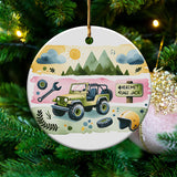 Jeep Adventure Ceramic Christmas Ornament, Off-Road Vehicle Tree Decoration, Personalized Holiday Gift, Outdoor Lover Keepsake