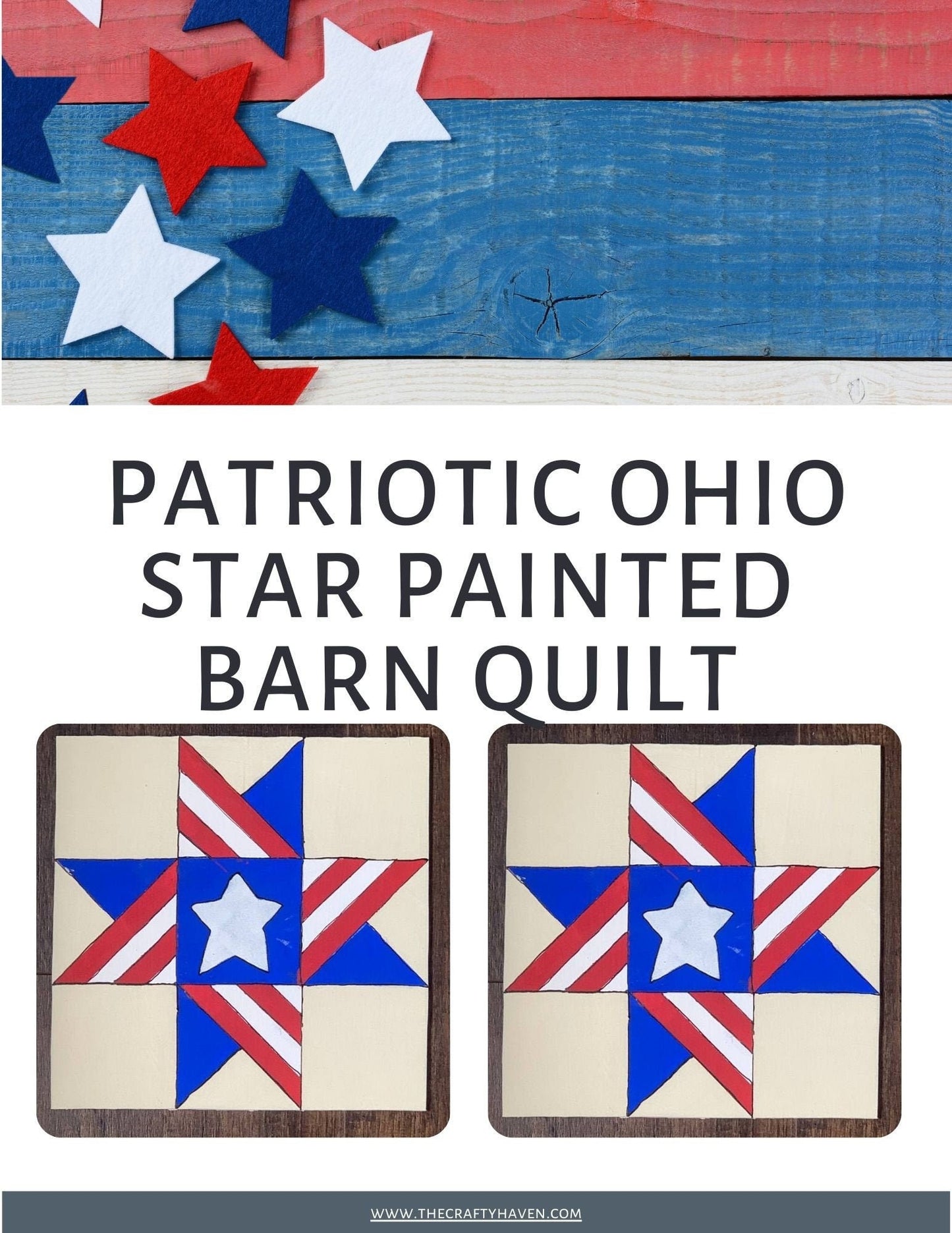 Patriotic Ohio Star Painted Digital Barn Quilt PDF Pattern SVG Bundle