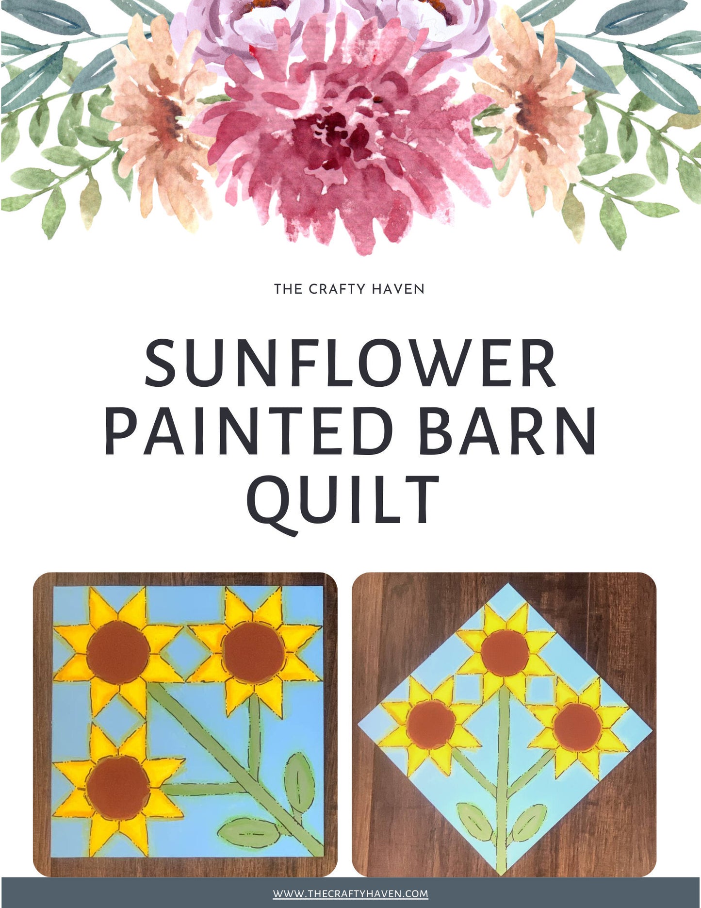 12x12" Sunflower Barn Quilt PDF Pattern