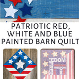 Patriotic Red White and Blue Painted Digital Barn Quilt PDF SVG Pattern Bundle