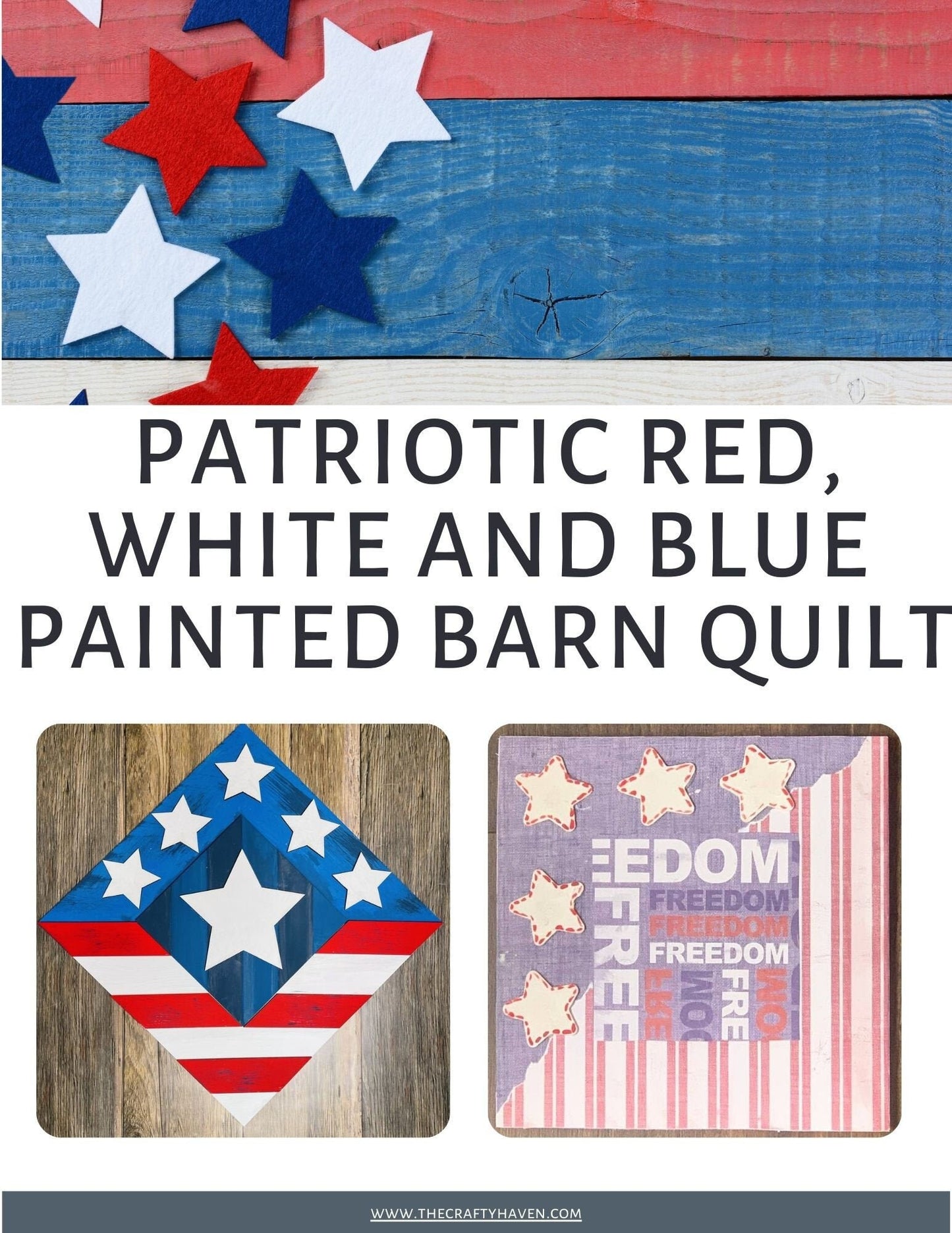 12x12" Patriotic Red White and Blue Painted Digital Barn Quilt PDF SVG Pattern