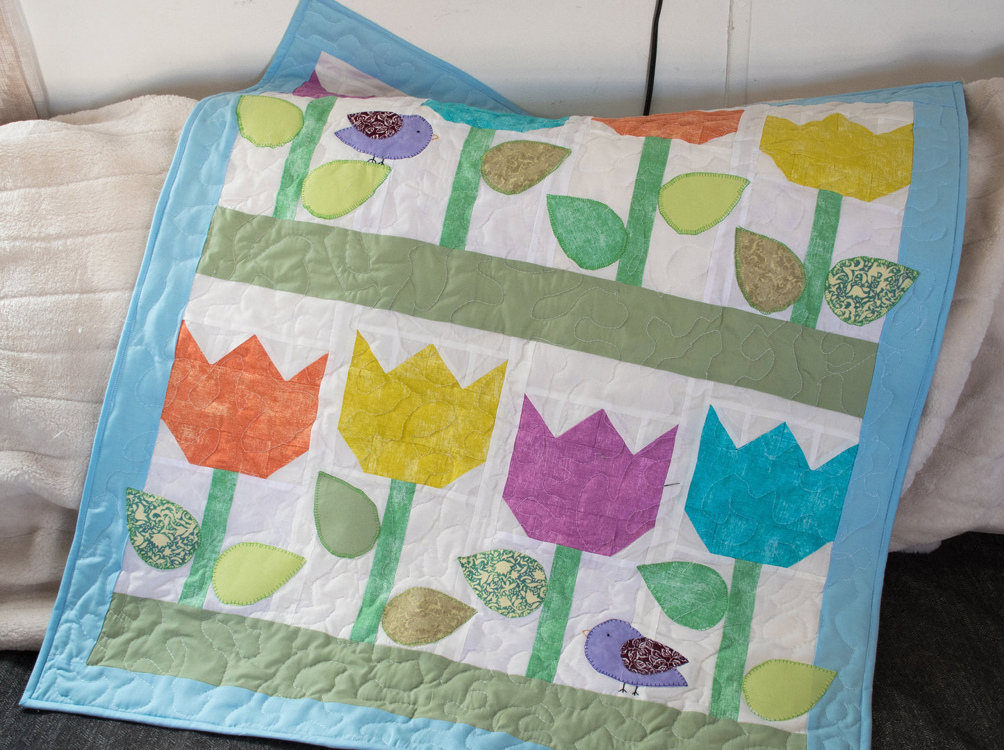 Rows of Tulips Mini Quilt Wall Hanging PDF Pattern