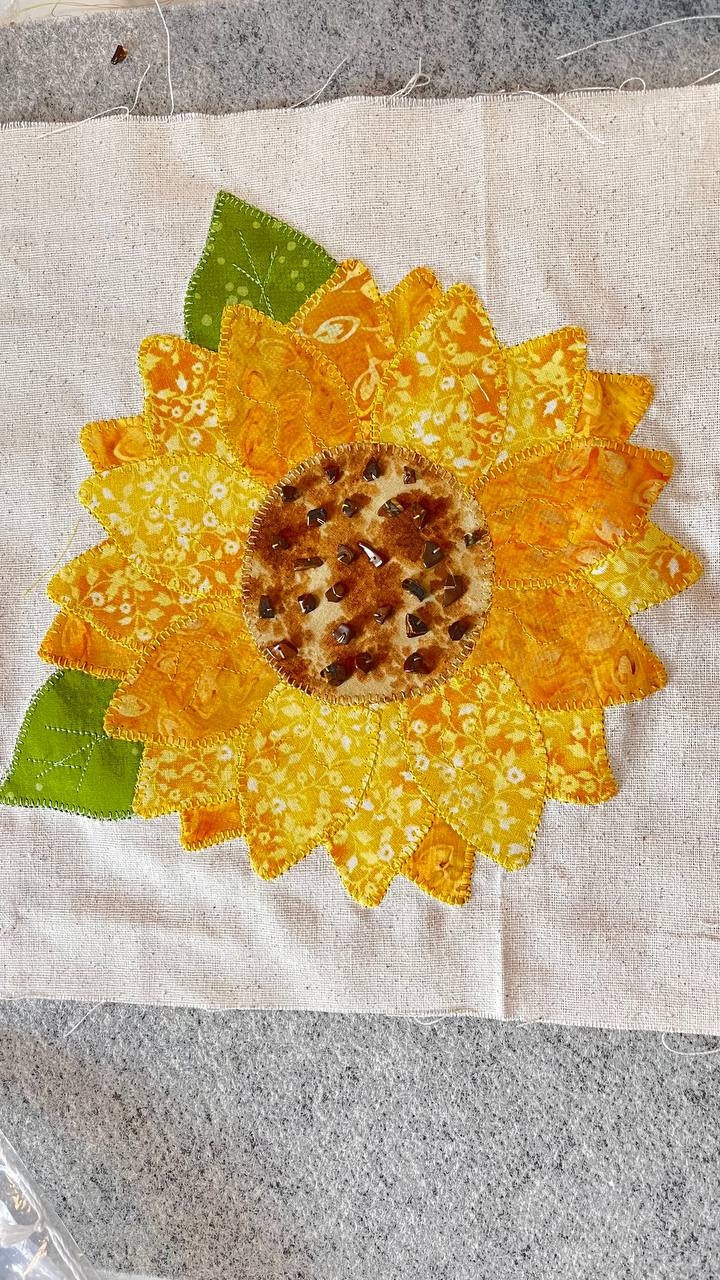 Fall Sampler Mini Quilt Sunflower Block PFD Digital Pattern