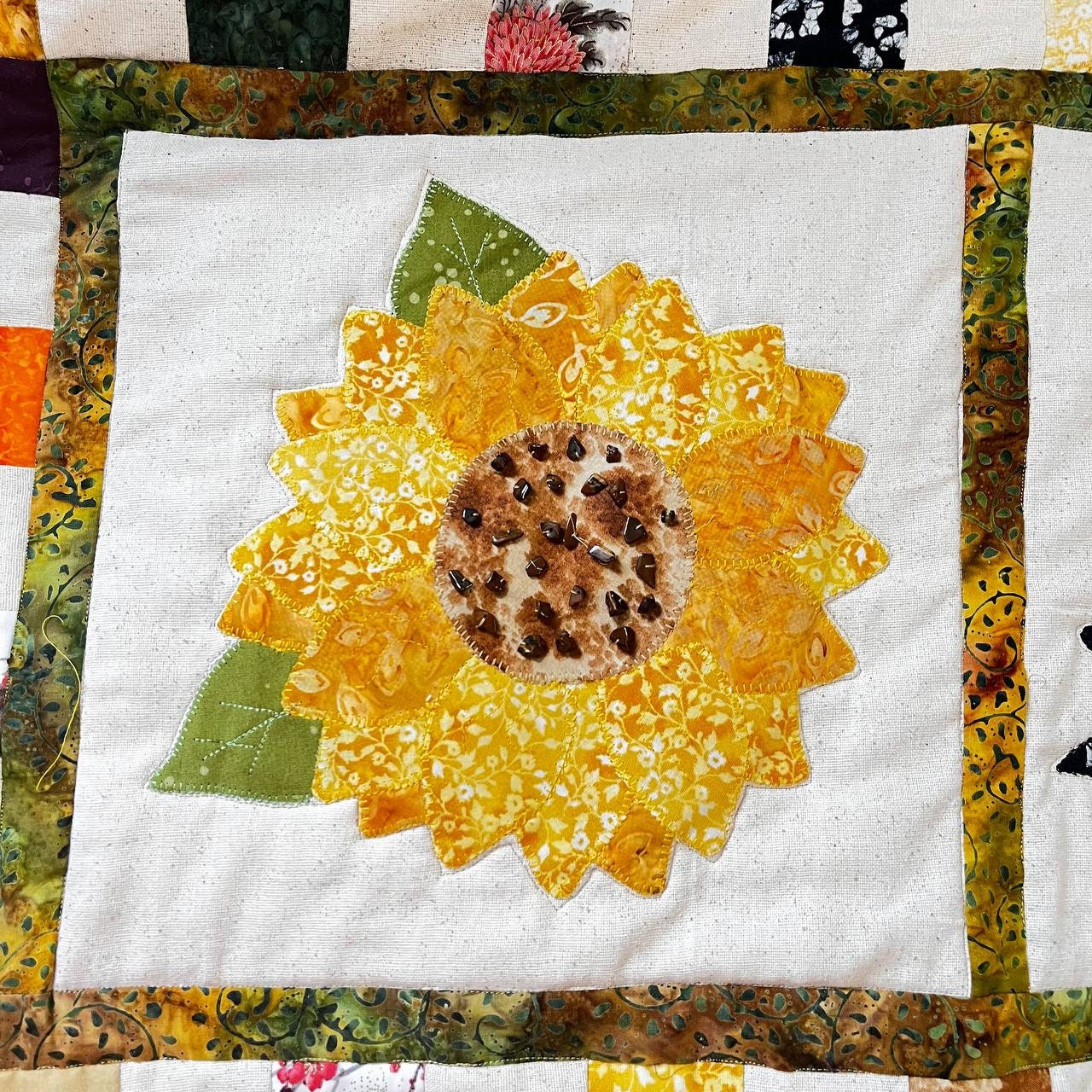 Fall Sampler Mini Quilt Sunflower Block PFD Digital Pattern