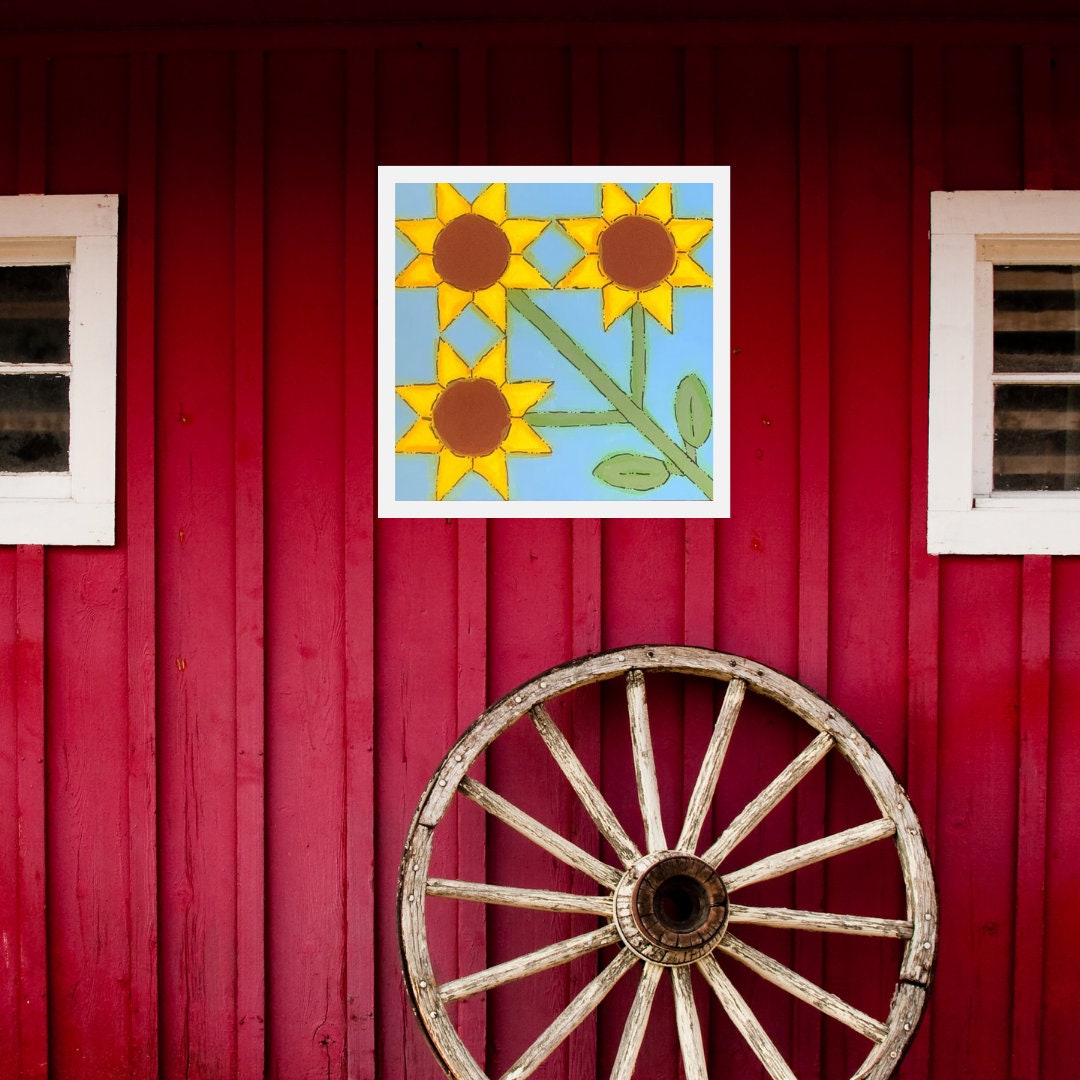 Sunflower Barn Quilt PDF Pattern Digital SVG Printable Pattern | Wood Barn Quilt | Paint yourself Barn Quilt downable PDF Bundle