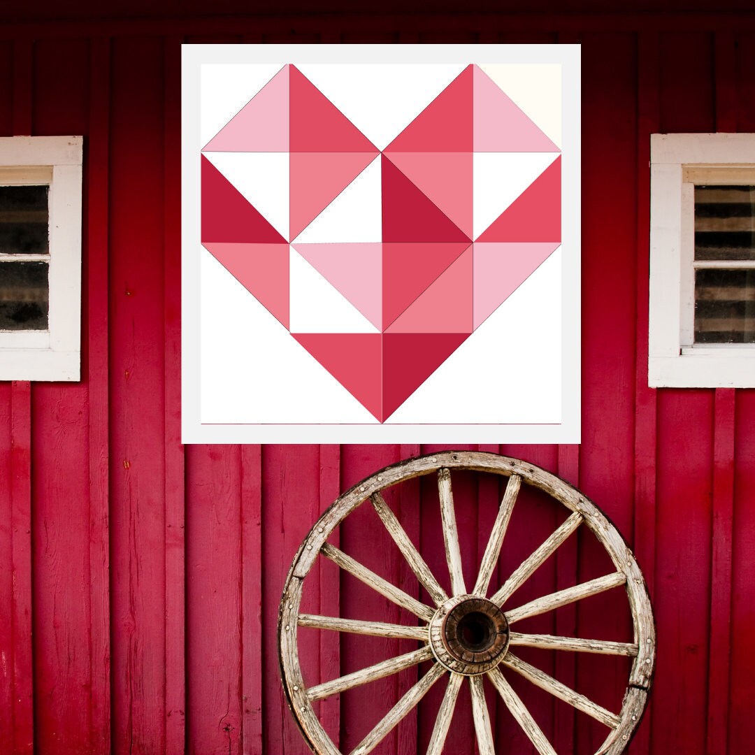 48x48" Heart Painted barn Quilt Digital PDF SVG Pattern