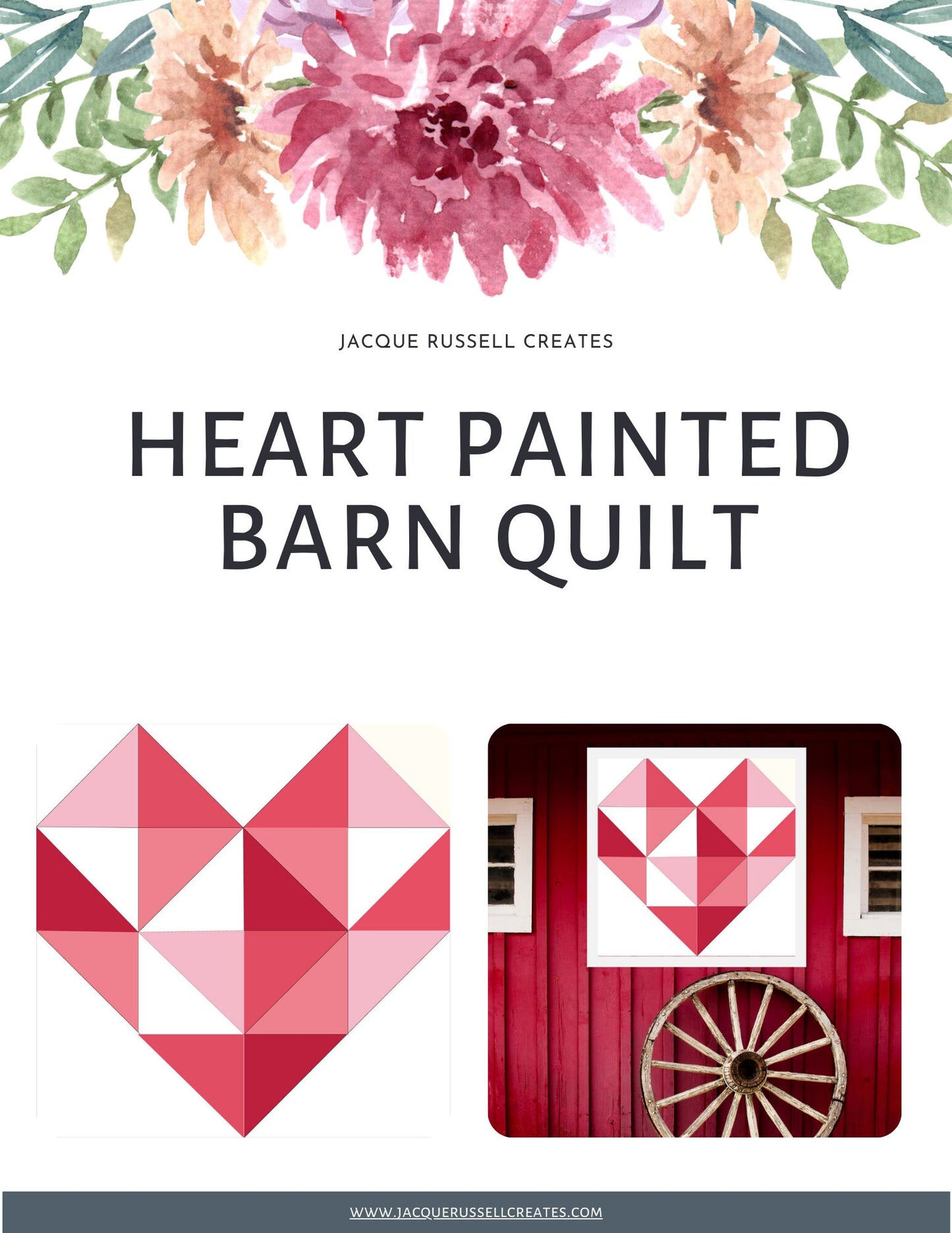 24x24" Heart Painted barn Quilt Digital PDF SVG Pattern