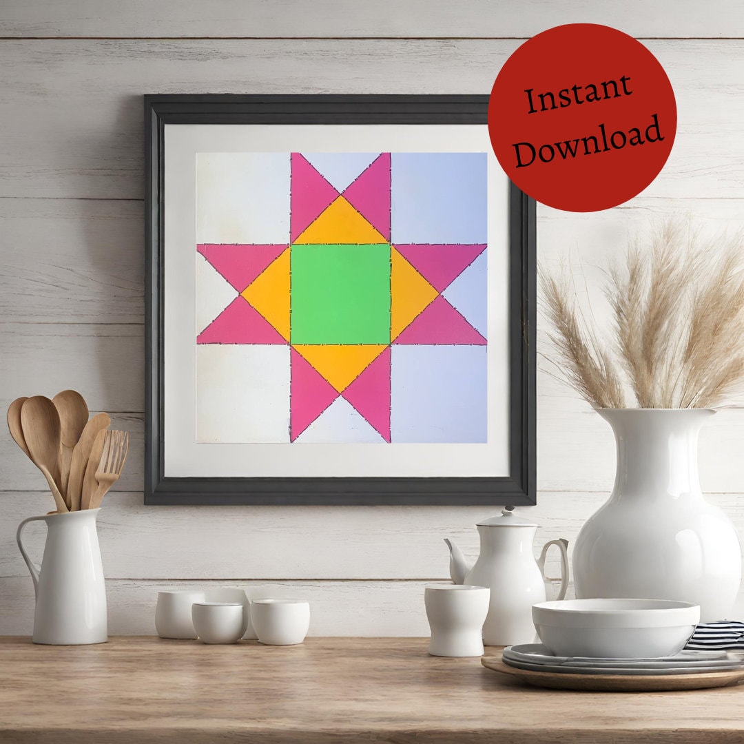 Ohio Star Painted Barn Quilt Digital SVG PDF Pattern Bundle