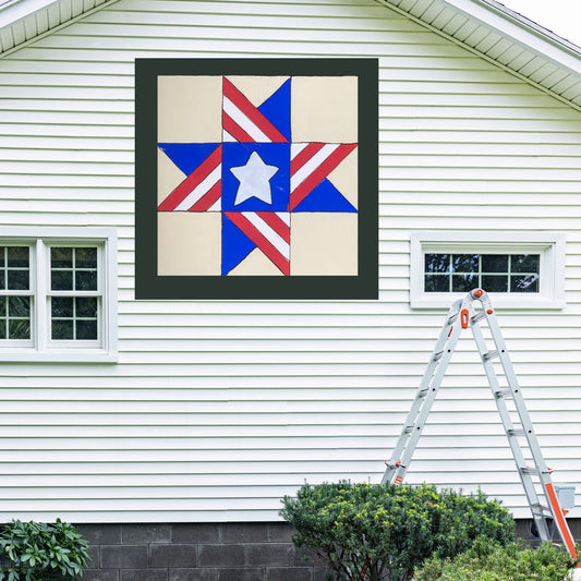 24x24" Patriotic Ohio Star Painted Digital Barn Quilt PDF Pattern SVG