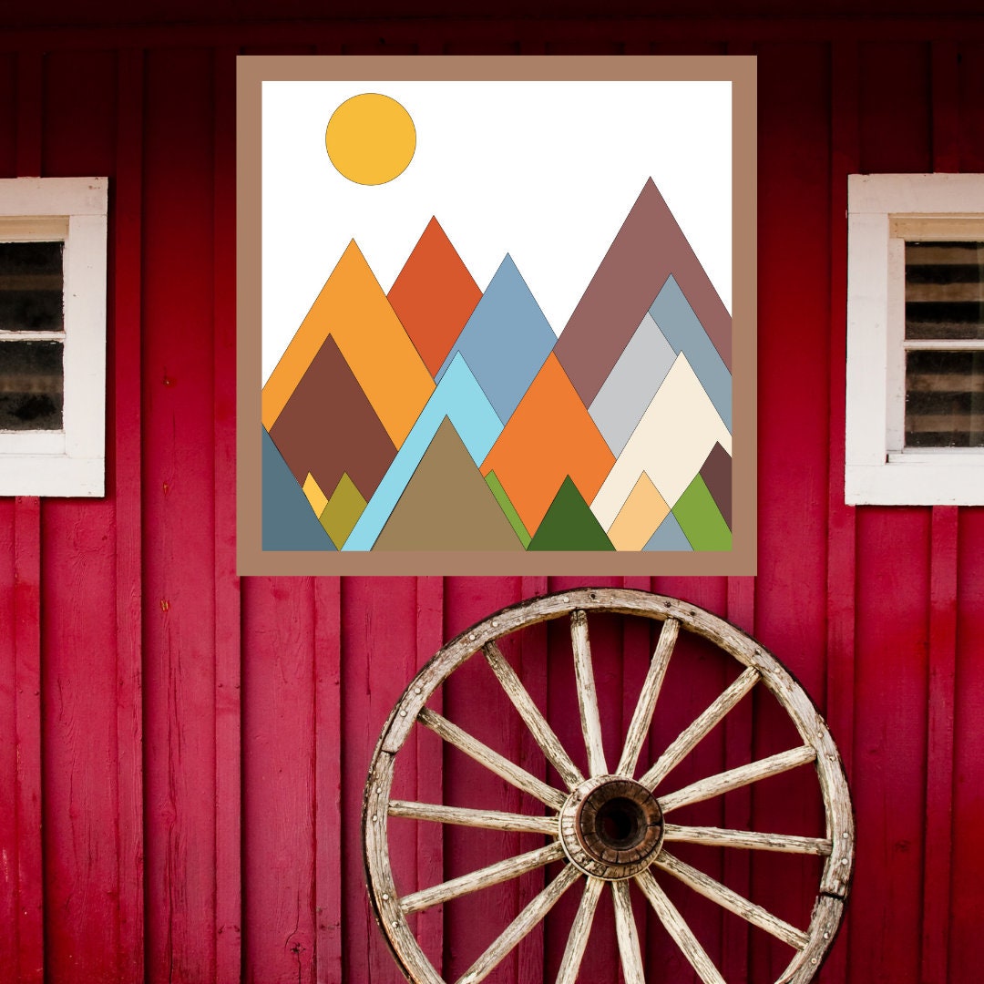 24x24" Mountains Barn Quilt Digital SVG PDF printable download pattern