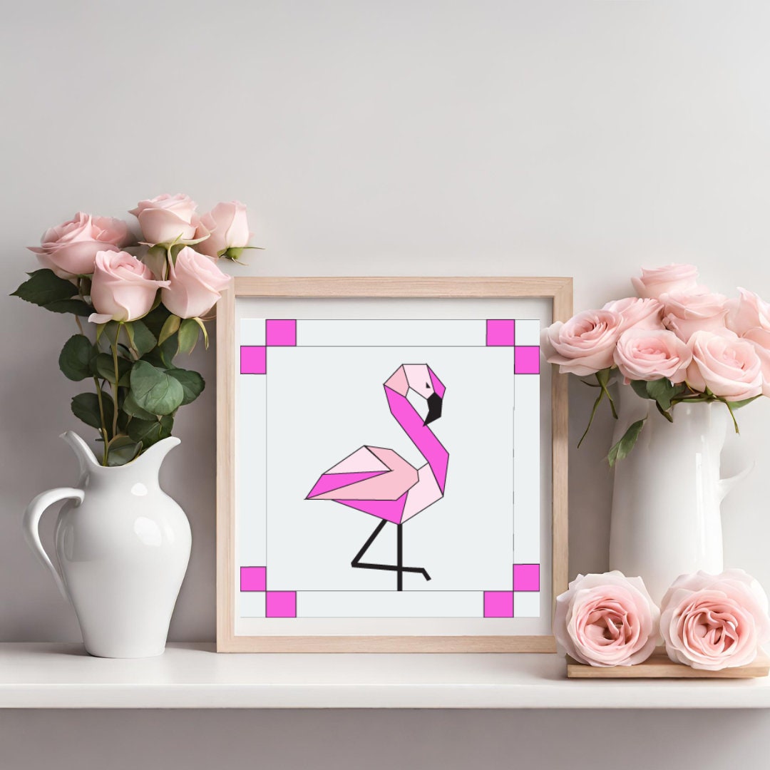 Flamingo Barn Quilt Digital PDF SVG Printable Pattern | Wood Barn Quilt | Paint yourself Barn Quilt downable PDF Bundle