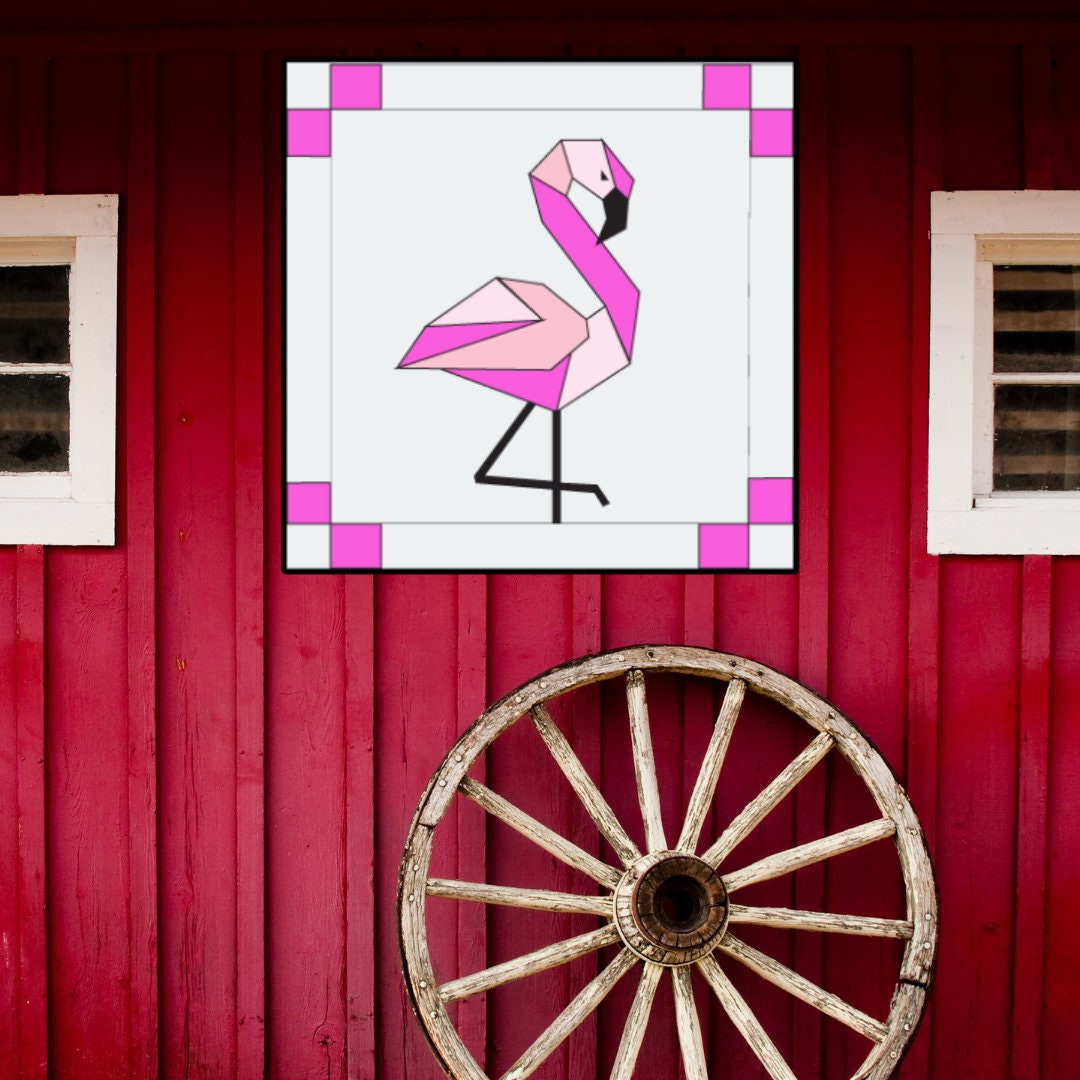 Flamingo Barn Quilt Digital PDF SVG Printable Pattern | Wood Barn Quilt | Paint yourself Barn Quilt downable PDF Bundle