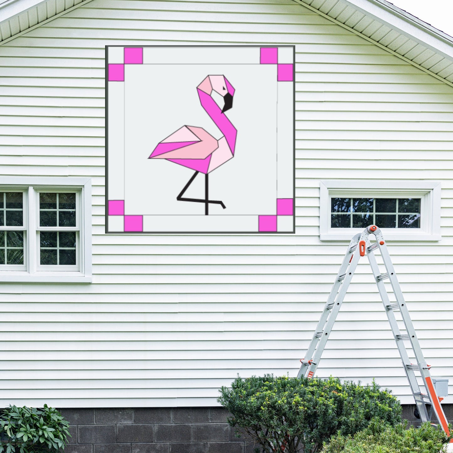 12x12" Flamingo Barn Quilt Digital PDF SVG Printable Pattern | Wood Barn Quilt | Paint yourself Barn Quilt downable PDF