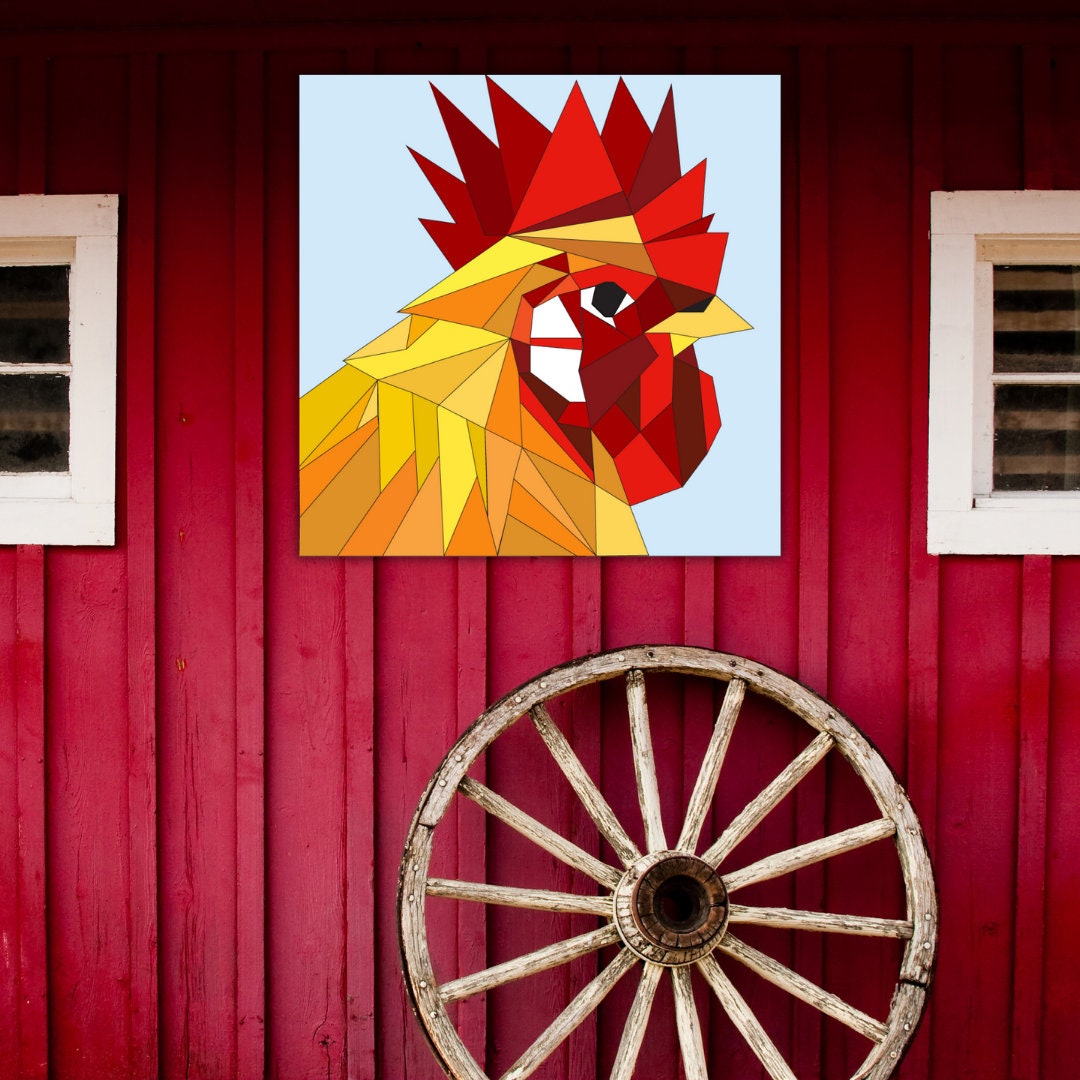 12x12" Chicken Painted Barn Quilt Digital PDF SVG Pattern Download