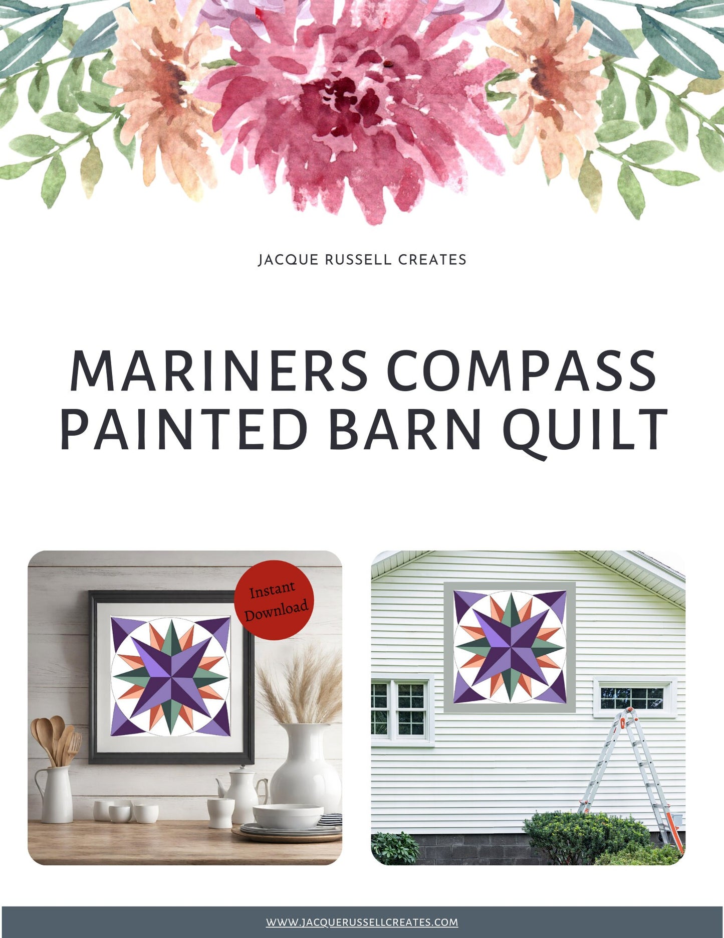 48x48" Mariners compass Painted Barn Quilt Digital PDF SVG Pattern Download