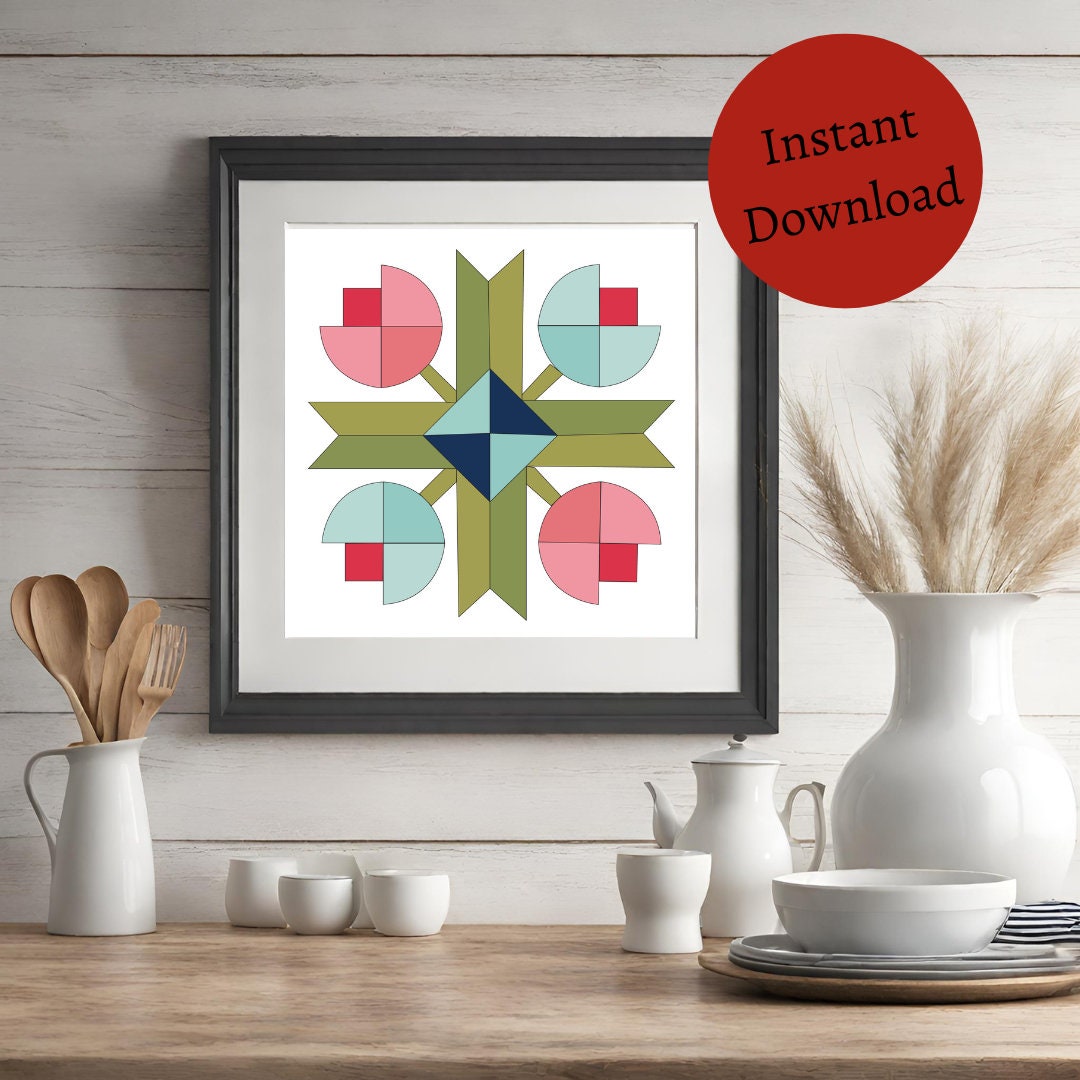 48x48" Flower Patch Barn Quilt Digital PDF SVG Downloadable Pattern