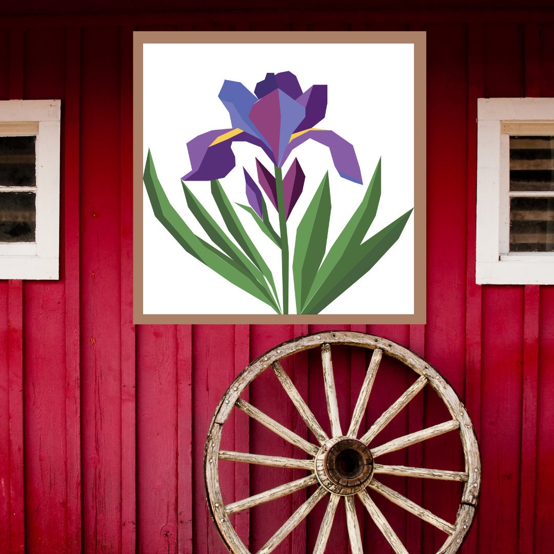 24x24" Iris Barn Quilt PDF Pattern, SVG Pattern, Wood quilt to paint for outdoors