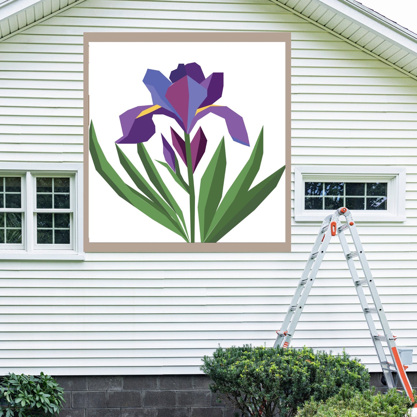 24x24" Iris Barn Quilt PDF Pattern, SVG Pattern, Wood quilt to paint for outdoors