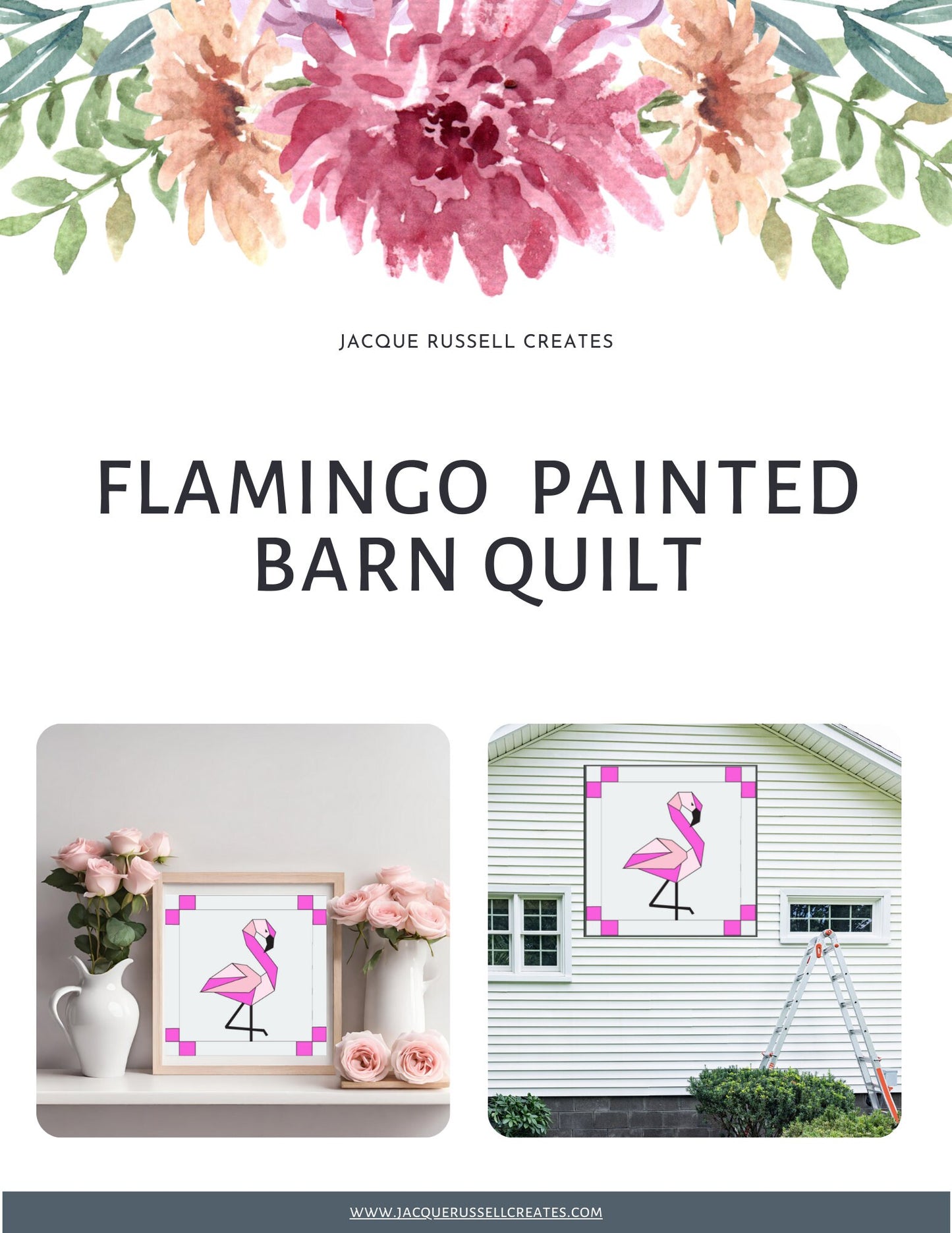 48x48" Flamingo Barn Quilt Digital PDF SVG Printable Pattern | Wood Barn Quilt | Paint yourself Barn Quilt downable PDF