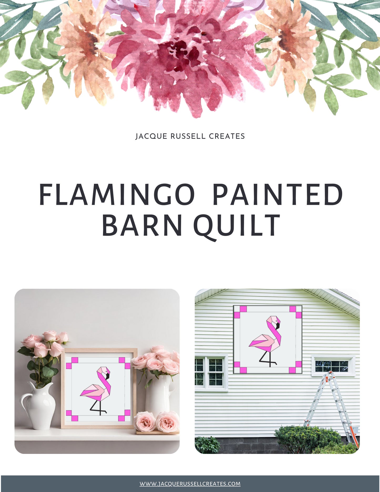 24x24" Flamingo Barn Quilt Digital PDF SVG Printable Pattern | Wood Barn Quilt | Paint yourself Barn Quilt downable PDF