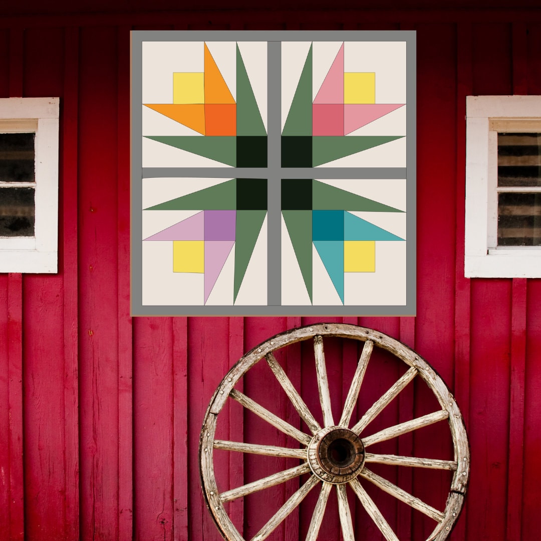 24x24" Crocus Barn Quilt PDF Pattern, SVG Pattern, Wood quilt to paint for outdoors Bundle