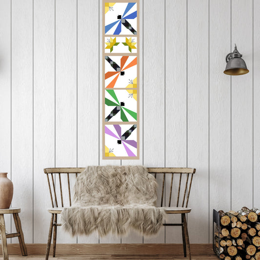 24x103" Dragonfly Group with Flowers Barn Quilt PDF Pattern, SVG Pattern, Wood quilt to paint for outdoors Bundle