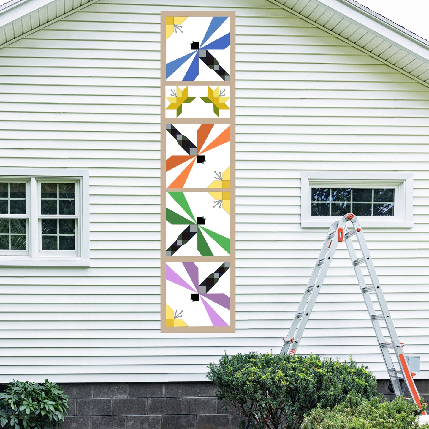 12x51.5" Dragonfly Group with Flowers Barn Quilt PDF Pattern, SVG Pattern, Wood quilt to paint for outdoors Bundle