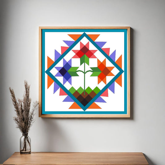 24x24" Spring Bloom Barn Quilt PDF Pattern, SVG Pattern, Wood quilt to paint for outdoors