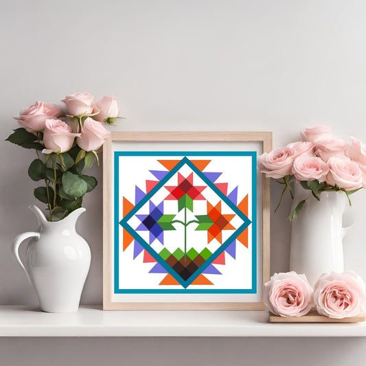 12x12 Spring Bloom Barn Quilt PDF Pattern, SVG Pattern, Wood quilt to paint for outdoors