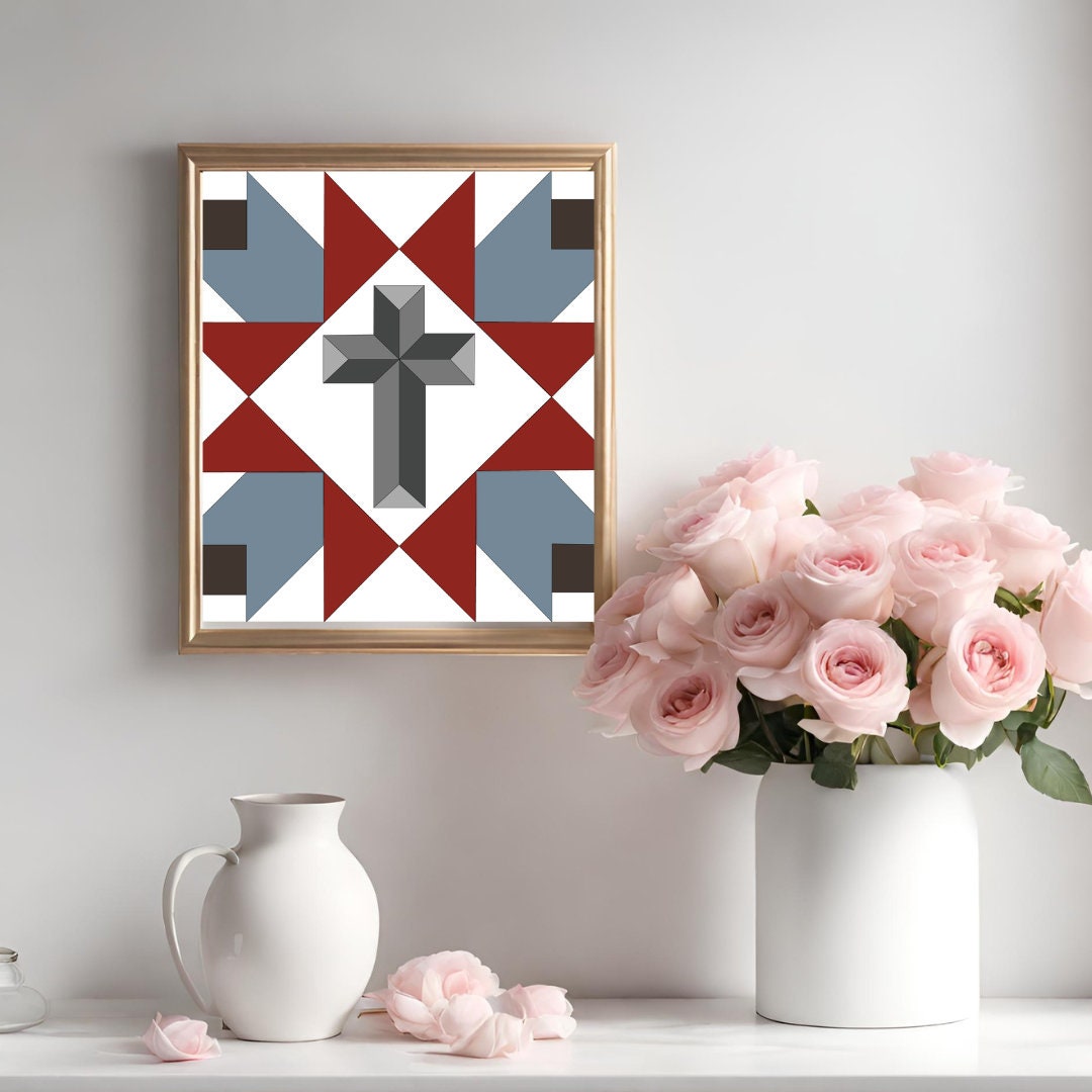 48x48" Cross Barn Quilt PDF Pattern, SVG Pattern, Wood quilt to paint for outdoors Bundle