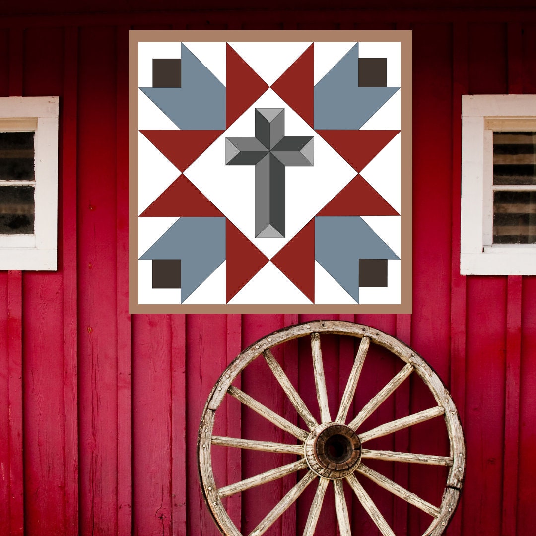 12x12" Cross Barn Quilt PDF Pattern, SVG Pattern, Wood quilt to paint for outdoors Bundle