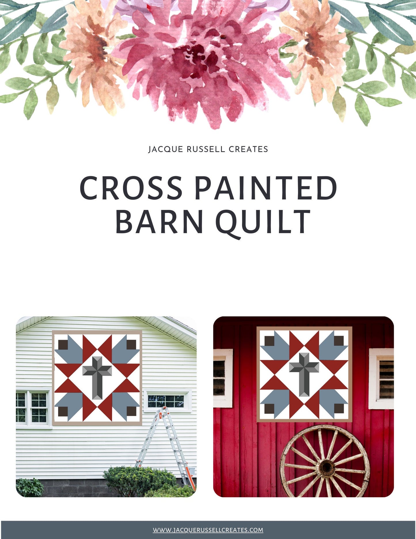 48x48" Cross Barn Quilt PDF Pattern, SVG Pattern, Wood quilt to paint for outdoors Bundle