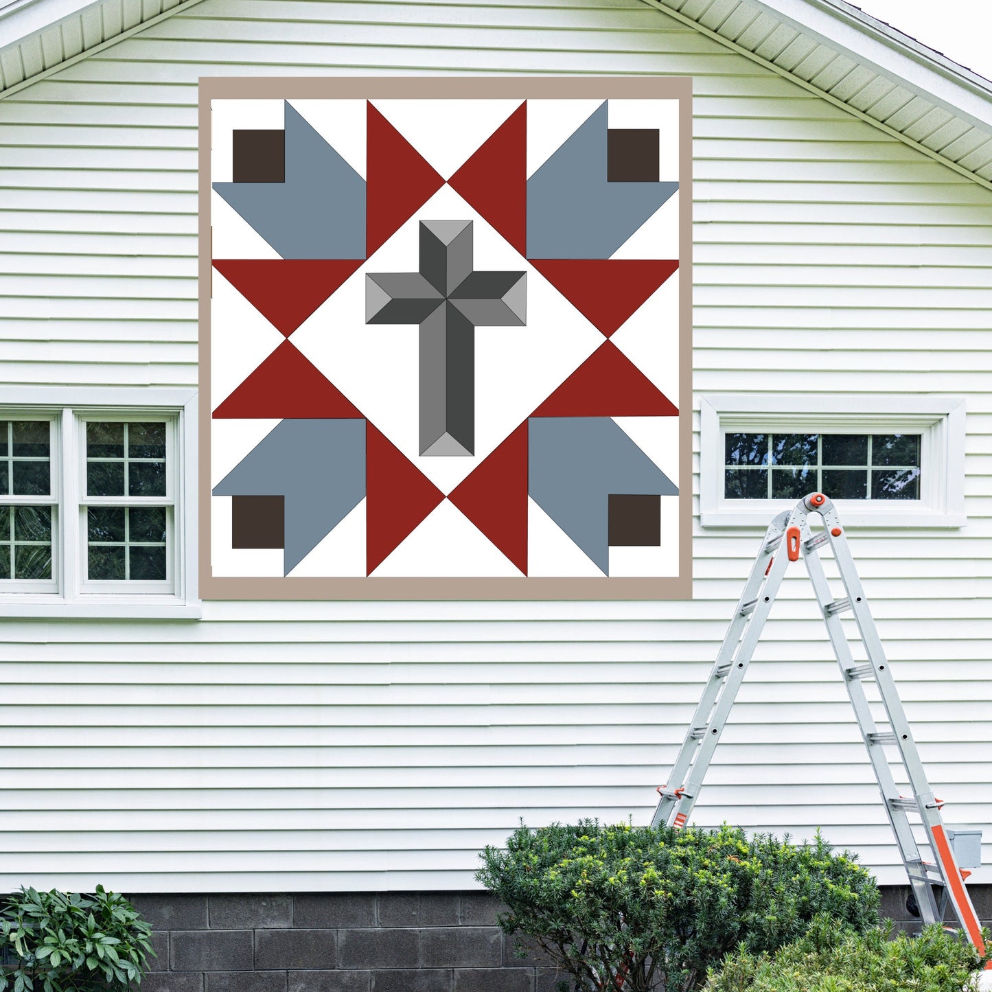 48x48" Cross Barn Quilt PDF Pattern, SVG Pattern, Wood quilt to paint for outdoors Bundle