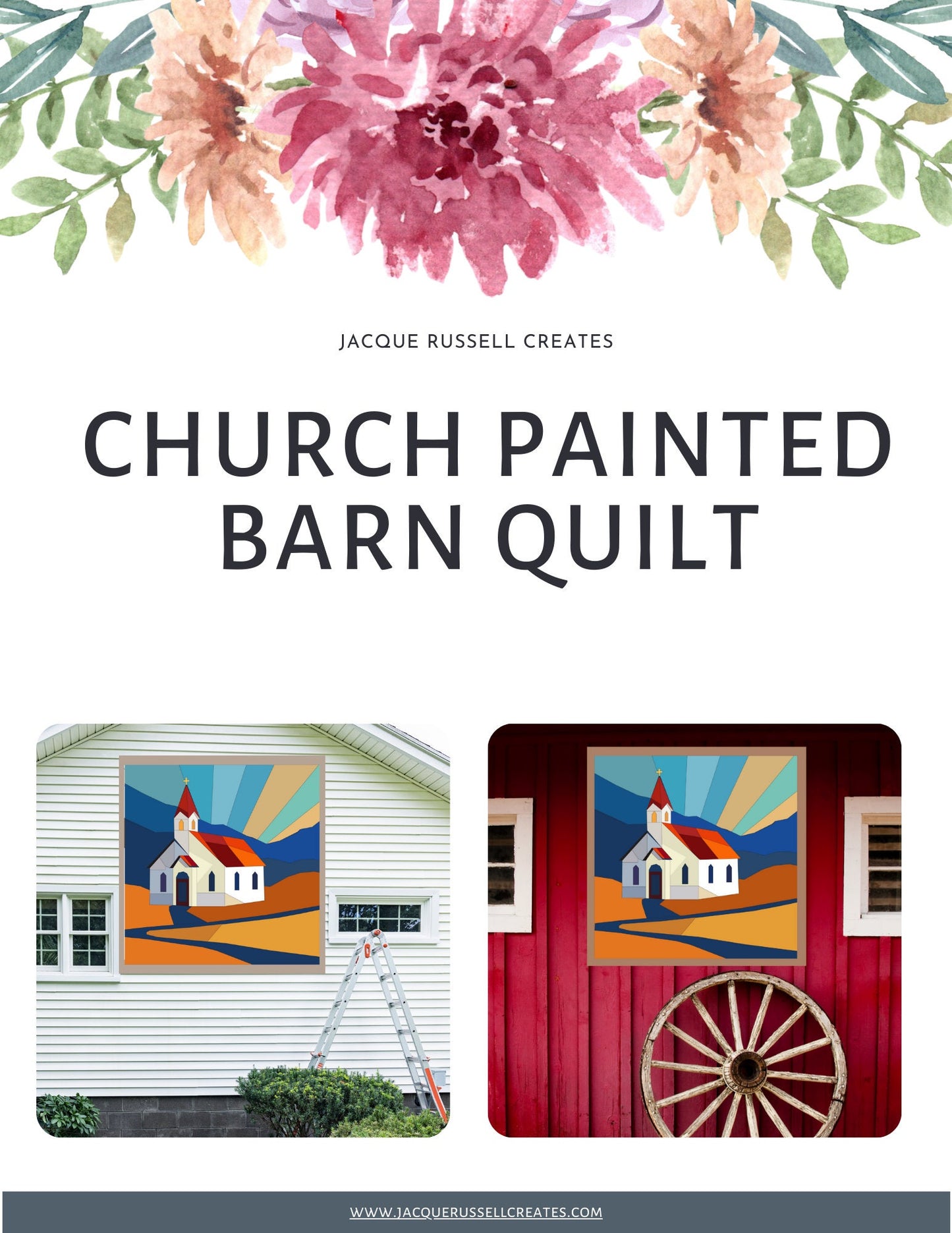 24x24" Church Barn Quilt Digital PDF  SVG  Pattern