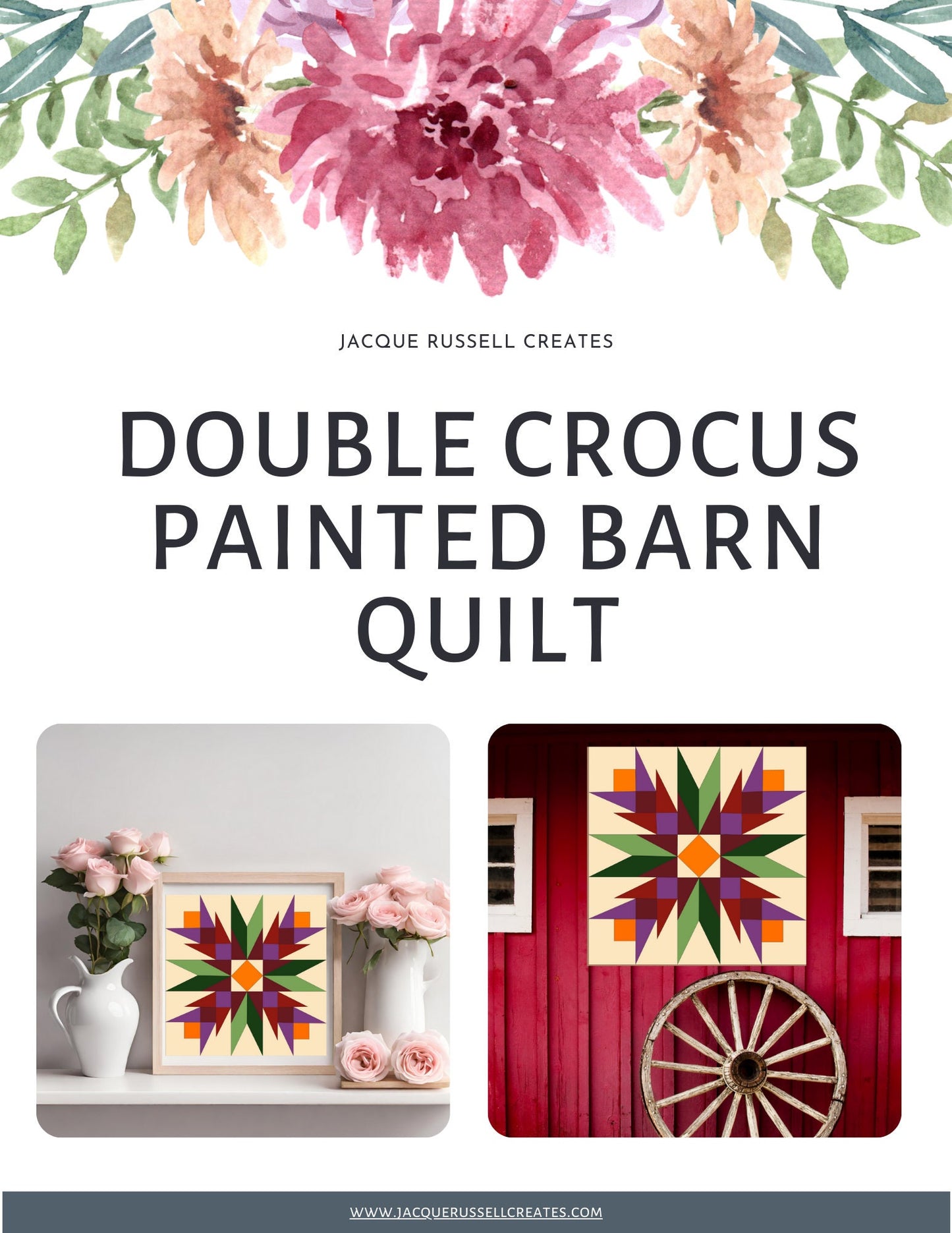 12x12" Double Crocus Barn Quilt PDF Pattern, SVG Pattern, Wood quilt to paint for outdoors