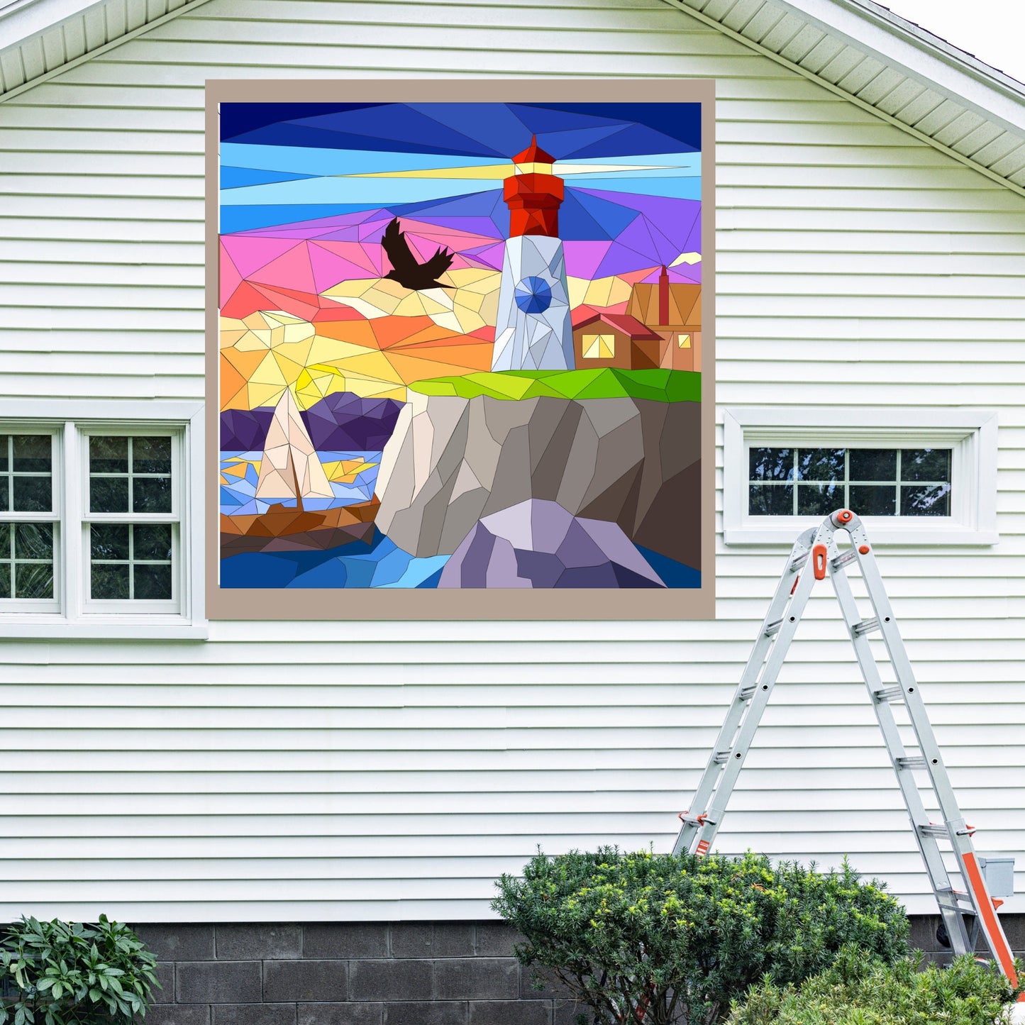 48x48" Lighthouse Barn Quilt PDF Pattern, SVG Pattern, Wood quilt to paint for outdoors Bundle