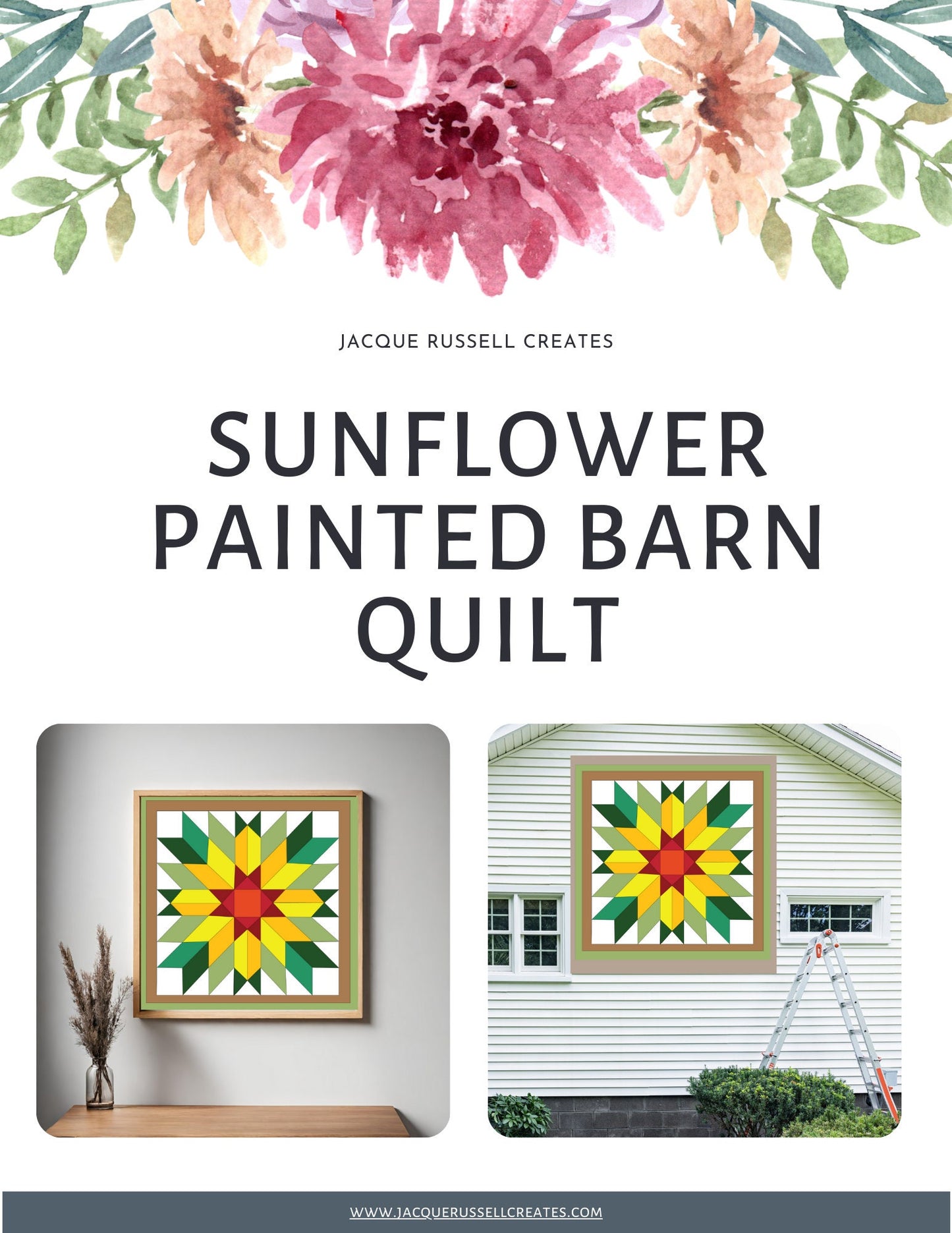 Sunflower barn Quilt PDF Pattern, SVG Pattern, Wood quilt to paint for outdoors Bundle, Barn quilt, wood painted barn quilt patterns